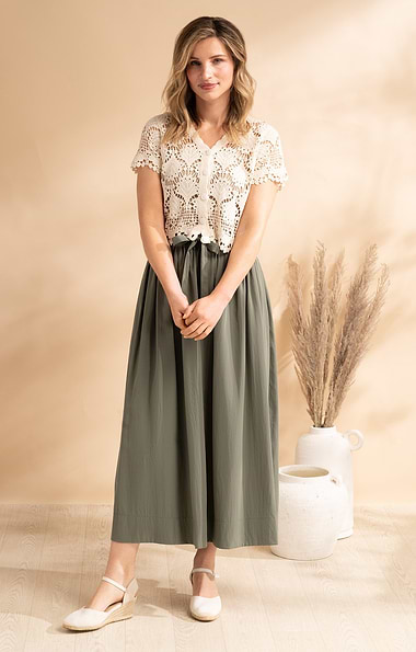 Ladies Tie Waist Maxi Skirt