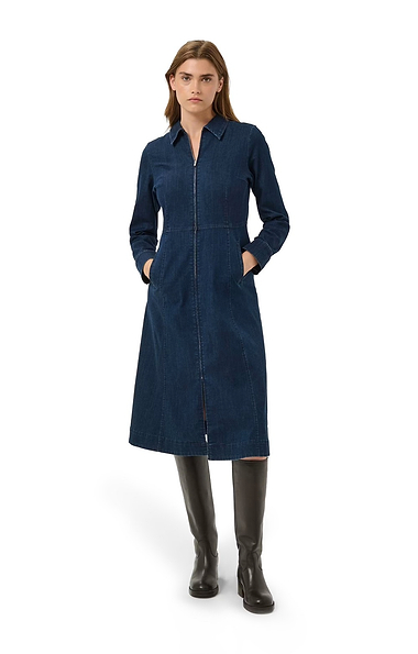 Ladies Part Two Chenilla Zip Detail Denim Dress
