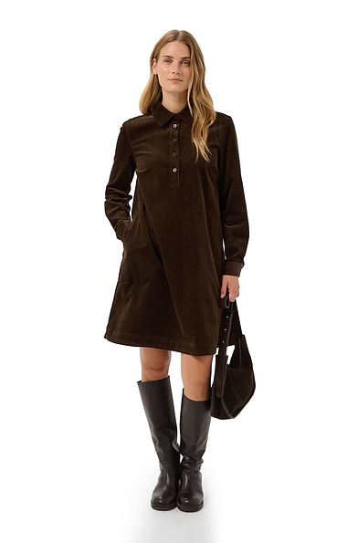 Ladies Part Two Corintha Corduroy Shirt-Neck Dress