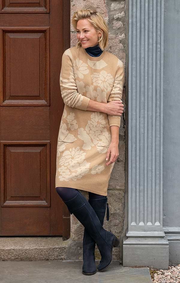 Ladies Pure Cotton Knit Floral Print Dress