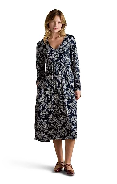 Ladies Joules Nia Long Sleeve Jersey Print Dress
