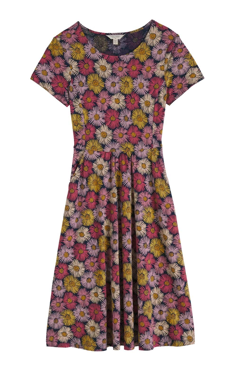 chinese dress ladies Seasalt Dawn Green Floral Cotton Blend Lightweight 3/4 Sleeve Midi Dresses