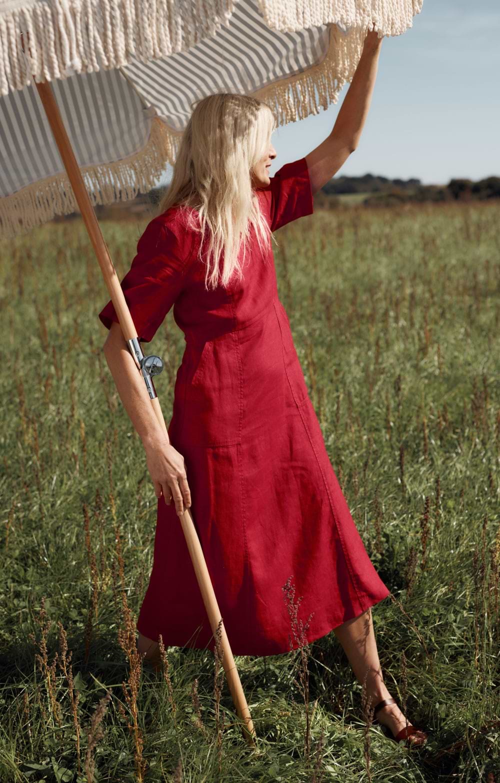 seasalt linen dress Seasalt Cornwall Pink Grass Wave Linen Midi Dress