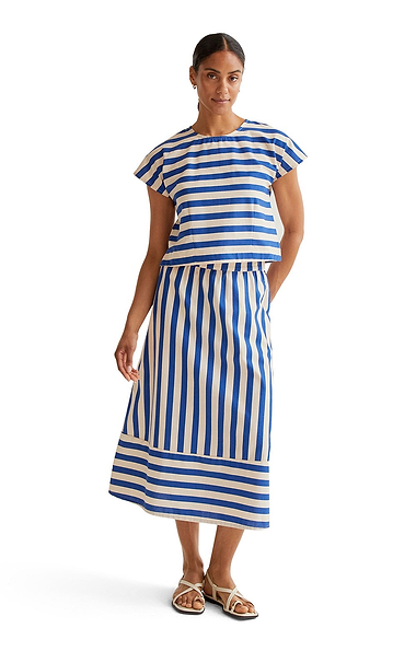 Ladies Compania Fantastica Stripe Border Print Midi Skirt