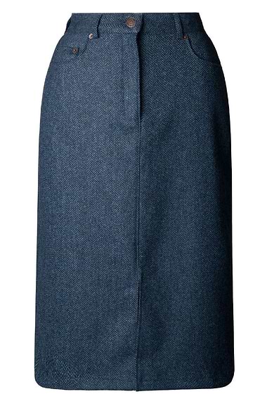 Ladies Tweed Denim Look Vented Skirt