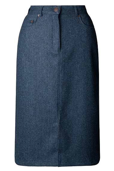 Ladies Tweed Denim Look Vented Skirt