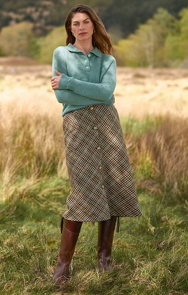 Ladies Tweed Button Through Skirt
