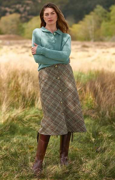 Ladies Tweed Button Through Skirt