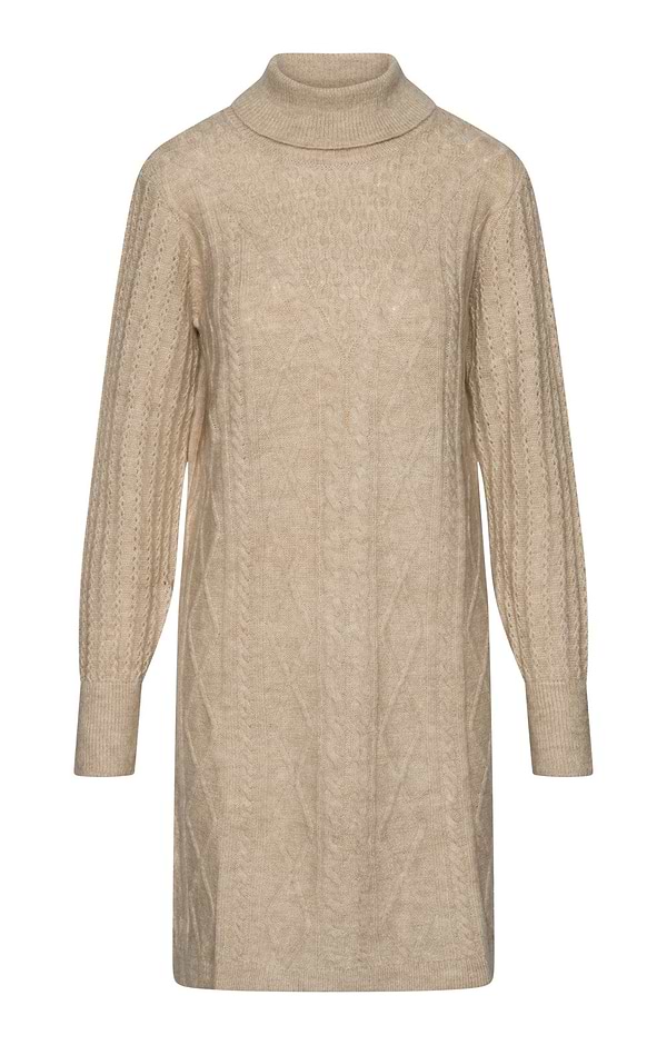 Ladies Cable Knit Roll Neck Dress