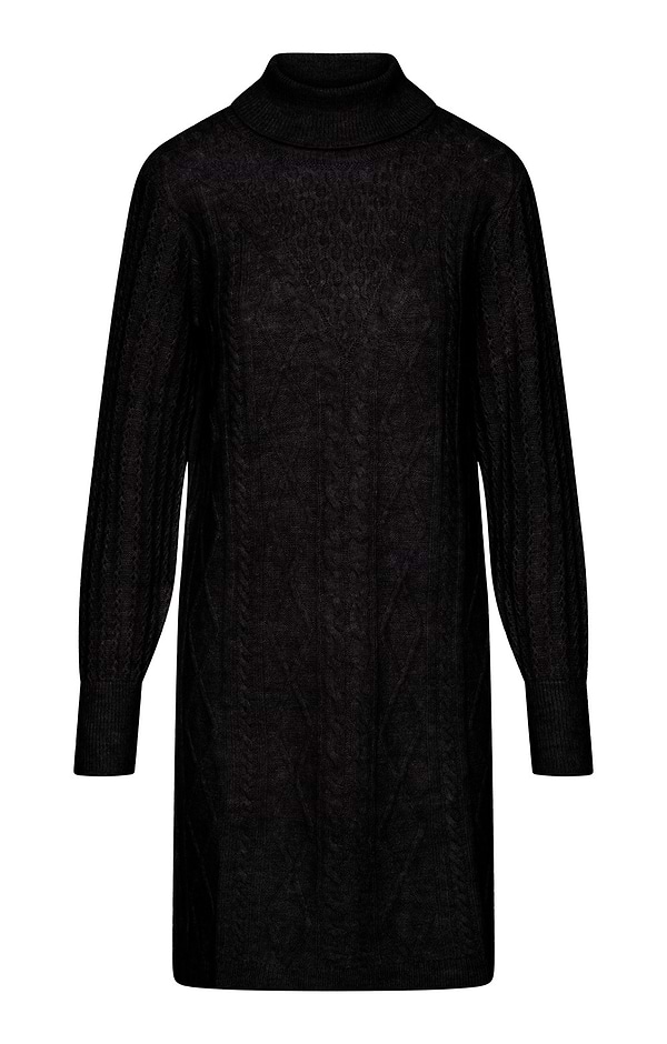 Ladies Cable Knit Roll Neck Dress