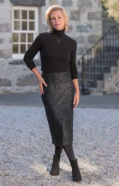 Ladies Sequin Midi Skirt