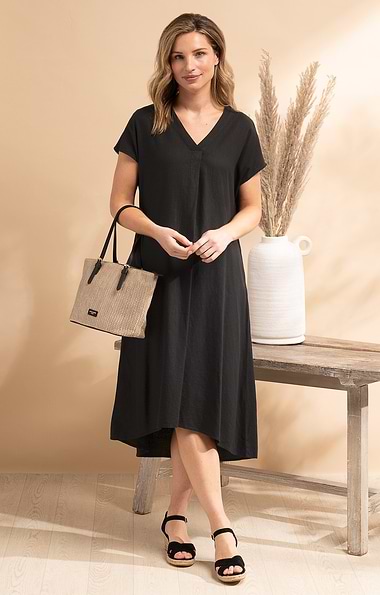 Ladies Linen Blend Floaty Dress