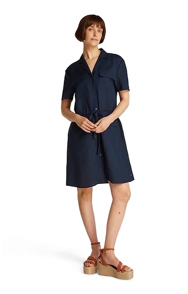 Ladies Tommy Hilfiger Textured Linen Shirt Dress