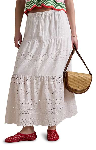 Ladies Joules Broderie Maxi Skirt