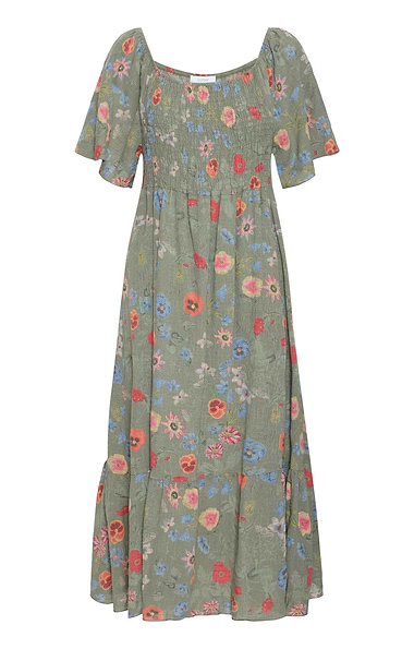 Ladies Print Cotton Tiered Smock Dress