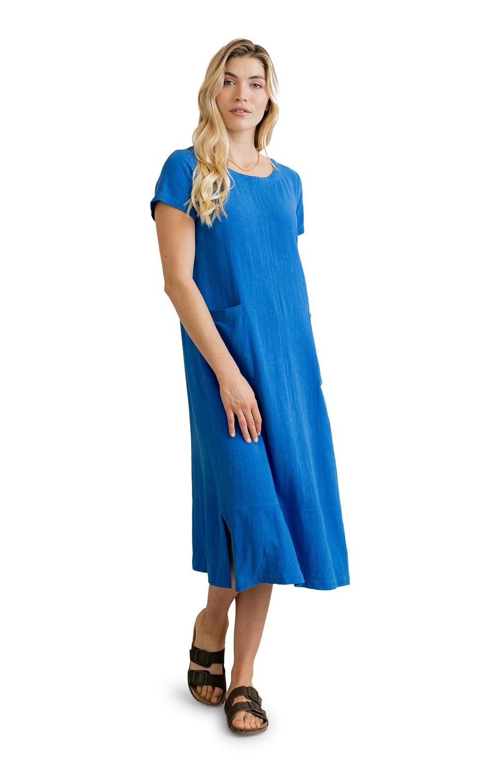 Ladies Lily & Me Summer Breeze Linen Rich Dress, Blue - House of Bruar