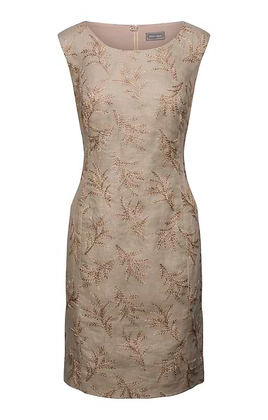 Ladies Linen Embroidered Shift Dress