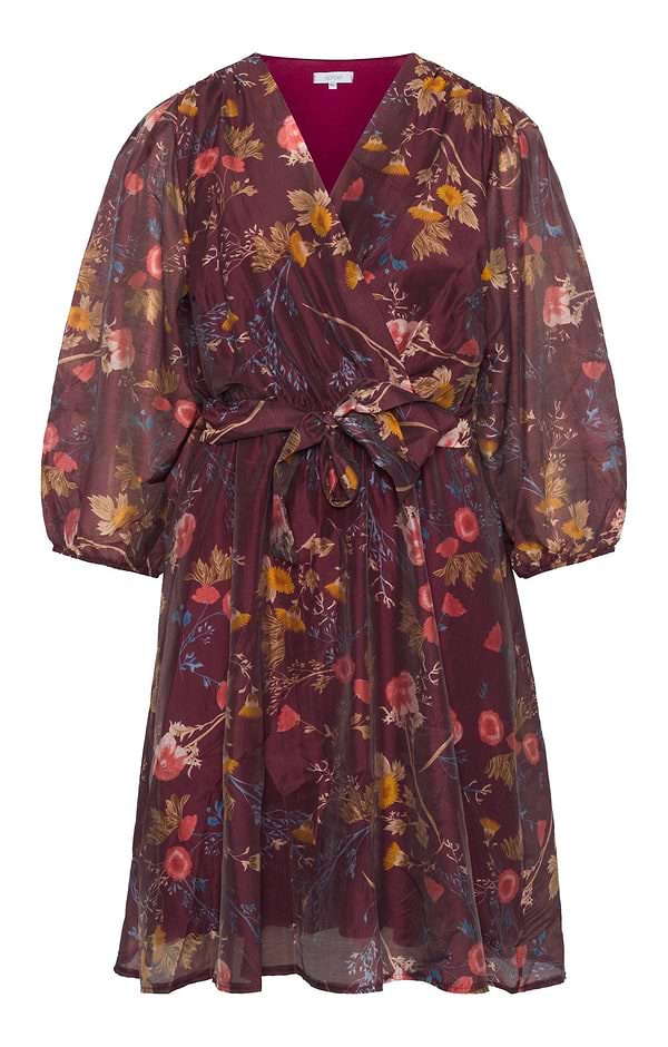 Ladies Sorbet Puff Sleeve Wrap Dress