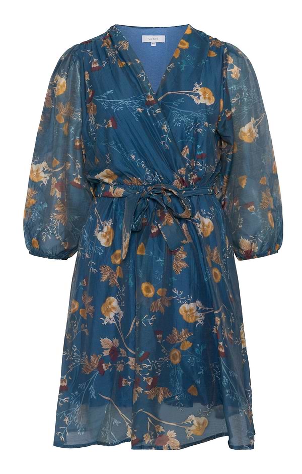 Ladies Sorbet Puff Sleeve Wrap Dress