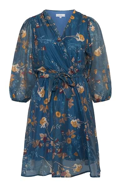 Ladies Sorbet Puff Sleeve Wrap Dress
