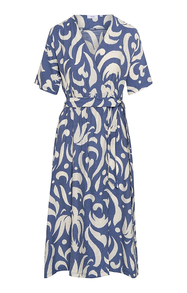 Ladies Printed Tie Waist Midi Dress