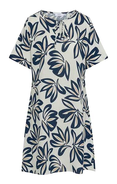 Ladies Linen Rich Mono Floral Print Dress
