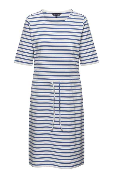Ladies Cotton Stretch Stripe Crew Neck Dress