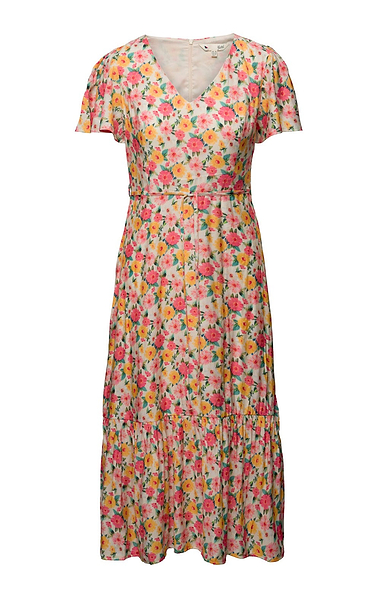 Ladies Yumi Floral V-Neck Midi Dress