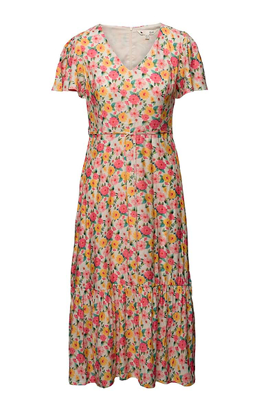 Ladies Yumi Floral V-Neck Midi Dress