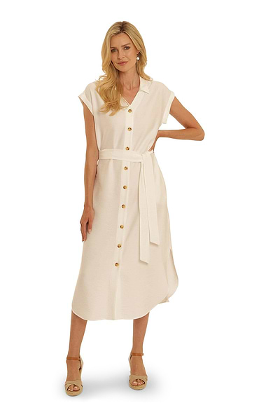 Ladies Pomodoro Tie Waist Shirt Dress