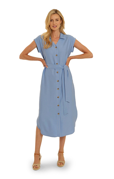 Ladies Pomodoro Tie Waist Shirt Dress