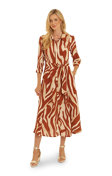 Ladies Pomodoro Zebra Print Shirt Dress