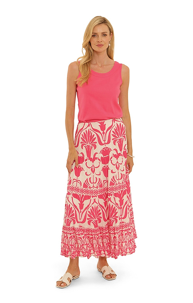 Ladies Pomodoro Goa Border Print Maxi Skirt