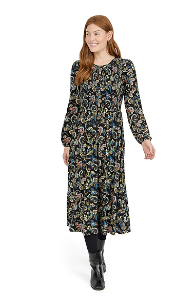 Ladies Paisley Print Shirred Dress