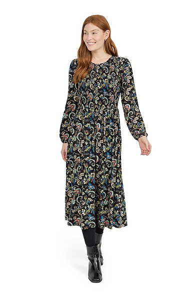 Ladies Paisley Print Shirred Dress