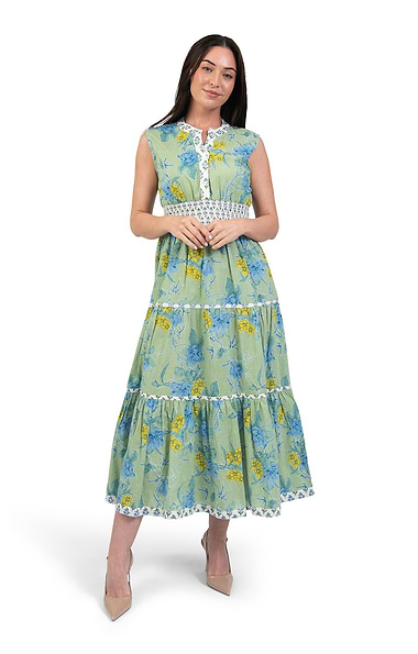 Ladies Sleeveless Floral Print Midi Dress