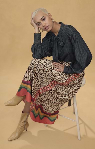 Ladies Emily Lovelock Cecil Leopard Print Midi Skirt