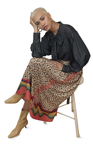 Ladies Emily Lovelock Cecil Leopard Print Midi Skirt