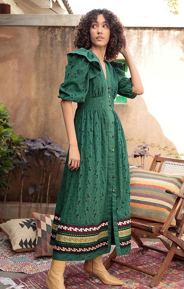 Ladies Emily Lovelock Miriam Broderie Anglaise Maxi Dress