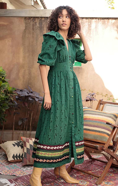 Ladies Emily Lovelock Miriam Broderie Anglaise Maxi Dress
