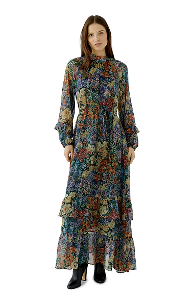 Ladies Oui Floral Tie Neck Dress