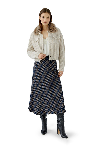 Ladies Oui Check Midi Skirt