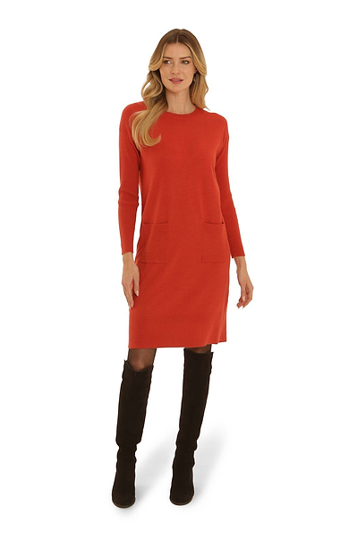 Ladies Pomodoro Pocket Detail Knit Dress