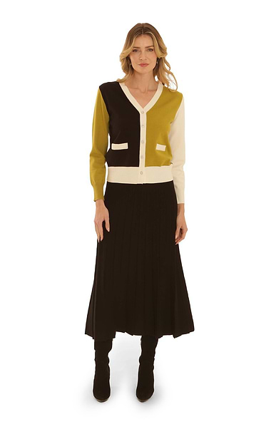 Ladies Pomodoro Pleat Midi Skirt