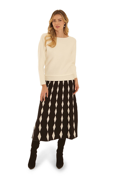 Ladies Pomodoro Argyle Knit Midi Skirt