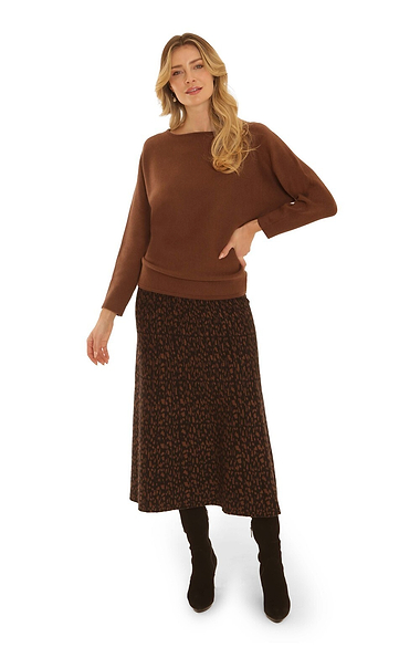Ladies Pomodoro Leopard Jacquard Midi Skirt
