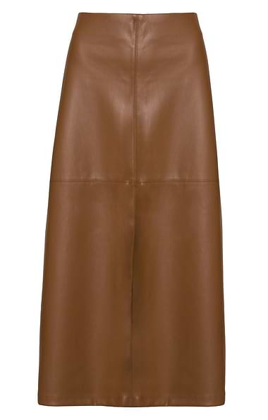 Ladies Faux Leather Midi Skirt