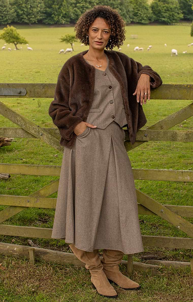 Ladies Tamara Wool Blend Tweed Skirt