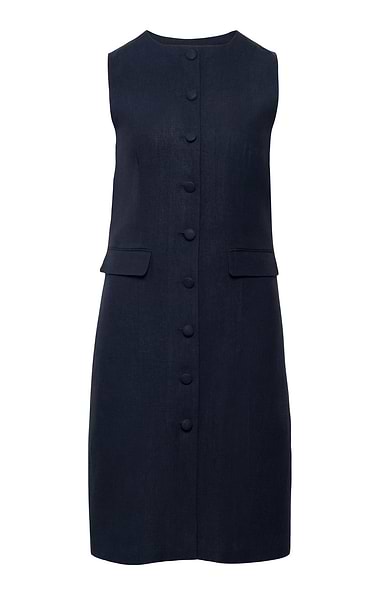 Ladies Linen Button Shift Dress
