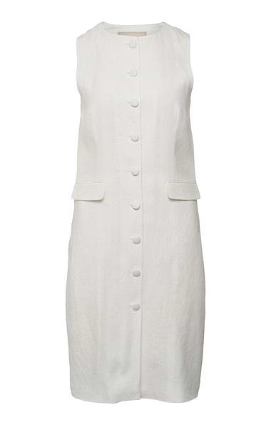 Ladies Linen Button Shift Dress